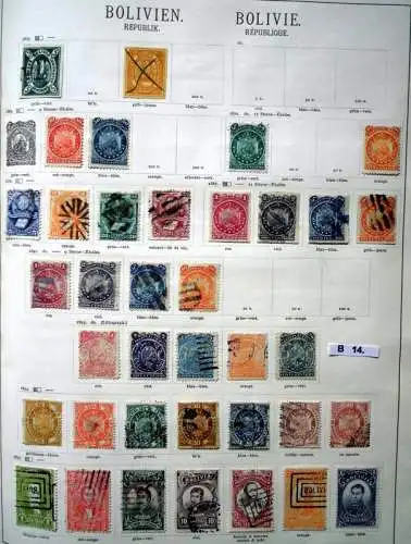 schöne hochwertige Briefmarkensammlung Bolivien ab 1867