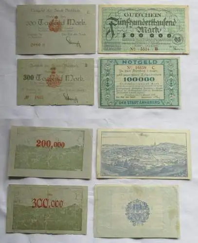 4 x Banknoten 100 bis 500 Tausend Mark Annaberg und Buchholz 1923 (144552)