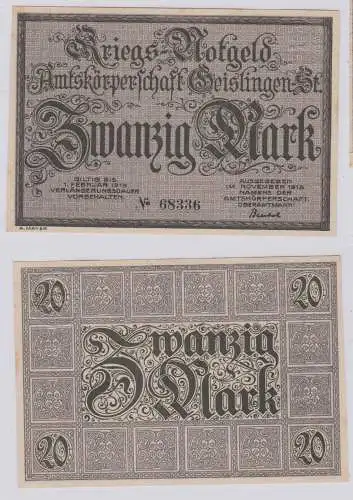 20 Mark Banknote Amtskörperschaft Geislingen November 1918 (126290)