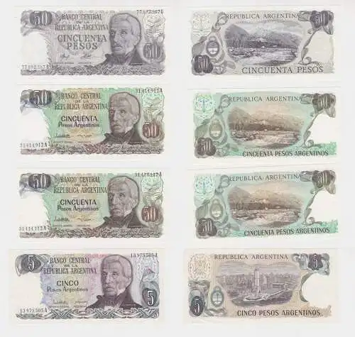 4 Banknoten Argentinien Argentina 5 & 50 Pesos bankfrisch UNC (129110)