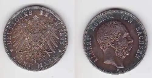 5 Mark Silbermünze Sachsen König Albert 1895 E Jäger 125 f.vz (102466)