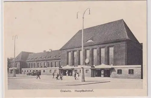 907882 AK Gleiwitz (Gliwice) - Hauptbahnhof, Außenansicht