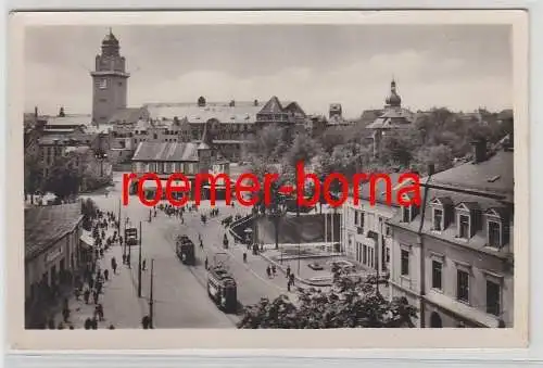 77422 Ak Plauen im Vogtland Blick auf Tunnel und Rathaus 1956