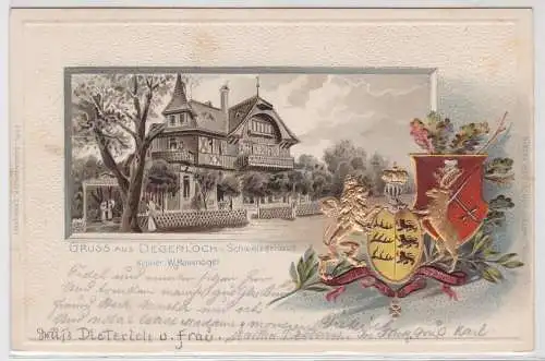 35684 Präge Ak Gruss aus Degerloch vom Schweizerhaus Wappen 1900