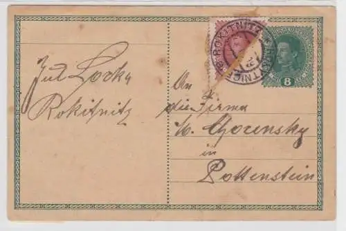 65803 Ganzsachen Karte Österreich Rokitnitz mit Halbierung 1919