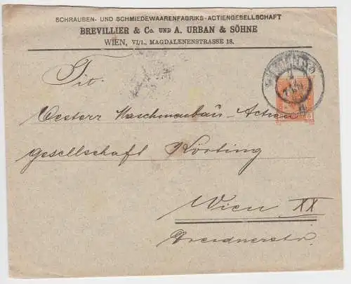 81544 Ganzsachenbrief Österreich Firmenkopf Schraubenfabrik Wien 1905