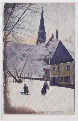 92459 Feldpost Ak Chemnitz - Schloß mit Schloßkirche im Winter 1916