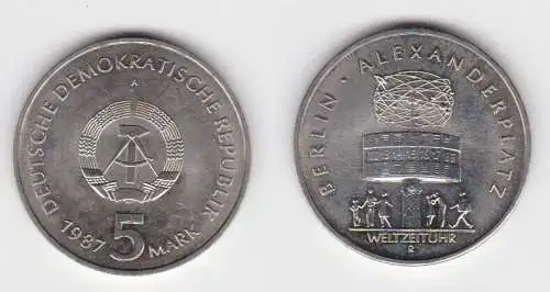 DDR Gedenk Münze 5 Mark 750 Jahre Berlin Alexanderplatz 1987 Stgl. (124253)