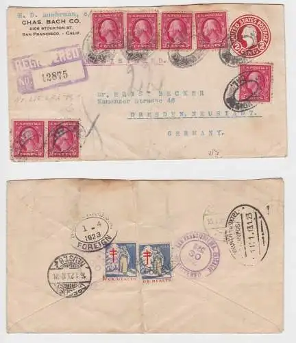 76949 Einschreiben Ganzsachen Brief von San Francisco nach Dresden 1923