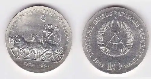 DDR Gedenk Münze 10 Mark Johann Gottfried Schadow 1989 Stempelglanz (146592)