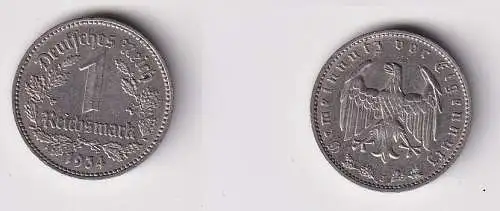 1 Mark Nickel Münze III.Reich 1934 J Jäger Nr. 354 f.vz (114989)