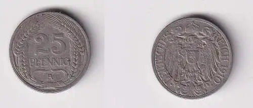 25 Pfennig Nickel Münze Deutsches Reich 1910 A, Jäger 18 (119485)