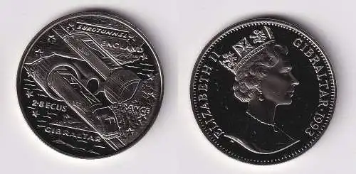 2,8 Euro Nickel Münze Gibraltar 1993 Einweihung des Eurotunnels (119633)