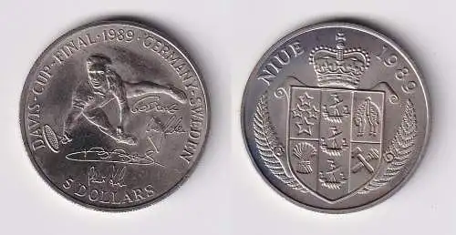 5 Dollar Nickel Münze Niue 1988 Davis Cup Finale Germany Sweden 1989  (117562)