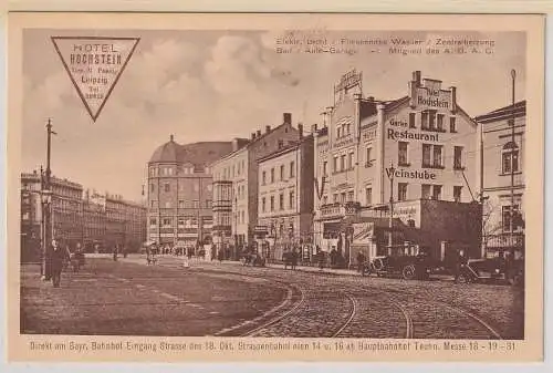 60885 Ak Leipzig Hotel Hochstein direkt am bayrischen Platz um 1920