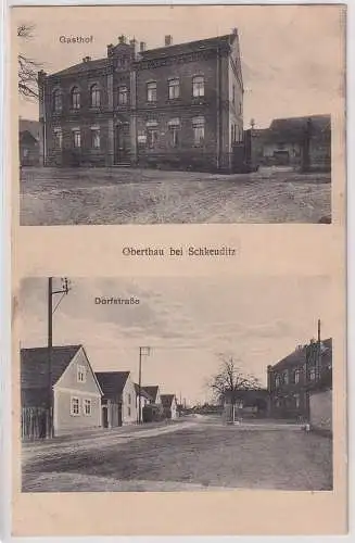 79306 Mehrbild Ak Oberthau bei Schkeuditz Gasthof und Dorfstraße 1929