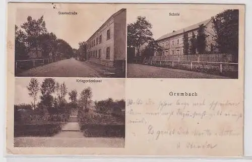 18394 Mehrbild Ak Grumbach Staatsstraße, Schule, Kriegerdenkmal 1938