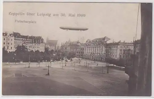 23914 Foto Ak Zeppelin über Leipzig Fleischerplatz am 30.Mai 1909