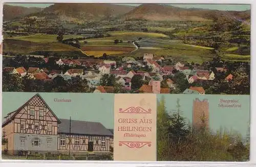 66638 Mehrbild Ak Gruß aus Heilingen (Thüringen) Gasthaus, Burgruine 1916