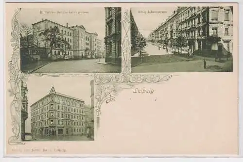 35491 Mehrbild Ak Leipzig Lessingstraße und König Johannstraße um 1900