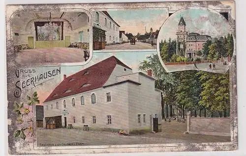 44824 Ak Lithographie Gruß aus Seerhausen Gasthaus zum goldenen Löwen usw. 1912