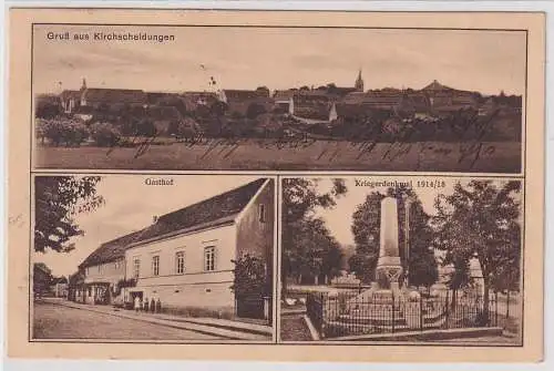 16438 Mehrbild Ak Gruß aus Kirchscheidungen Gasthof, Kriegerdenkmal usw. 1928