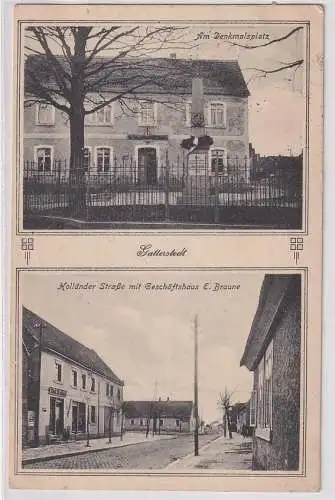 14879 Mehrbild Ak Gatterstedt am Denkmalsplatz, Holländer Straße mit Geschäftsh.