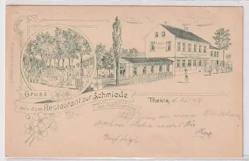 40990 Mehrbild Ak Gruß aus dem Restaurant zur Schmiede Thekla bei Leipzig 1917