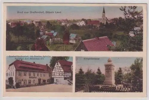 905583 Mehrbild Ak Gruß aus Greifendorf Döbeln Land Gasthof, Kriegerdenkmal