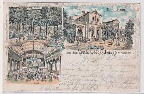 901883 Ak Lithographie Gruß aus dem Waldschlösschen Bernburg in Anhalt 1901