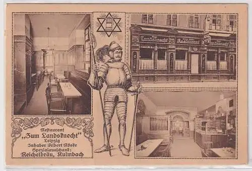 44768 Mehrbild Ak Leipzig Restaurant "Zum Landsknecht" 1912