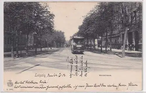 55716 Ak Leipzig Waldstrasse mit Strassenbahn 1906