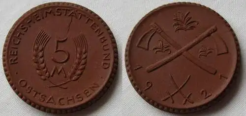 5 Mark Reichsheimstättenbund Ostsachsen Porzellan 1921 (109041)