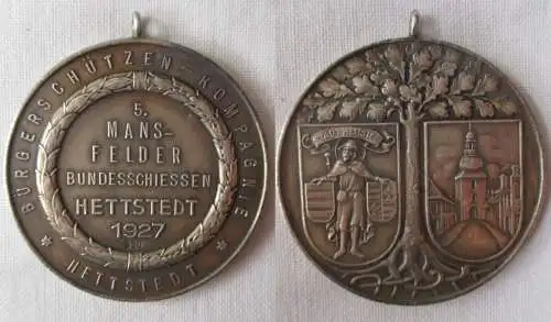 990er Silber Medaille 5. Mansfelder Bundesschiessen Hettstedt 1927 (168273)