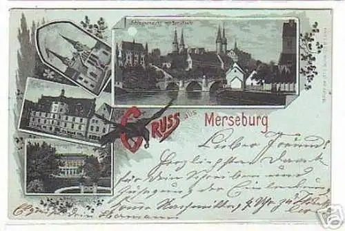 08739 Mondscheinkarte Gruss aus Merseburg 1900