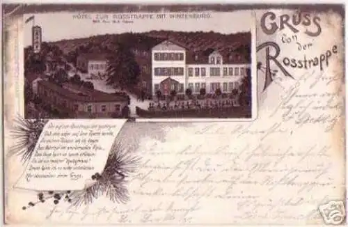 16583 Ak Lithographie Gruß von der Rosstrappe Harz 1898