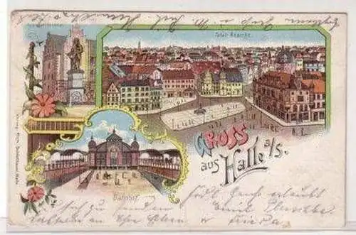 47537 Ak Lithographie Gruß aus Halle an der Saale 1907