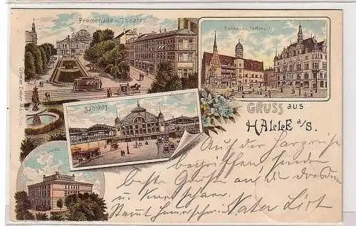 47553 Ak Lithographie Gruß aus Halle an der Saale 1898