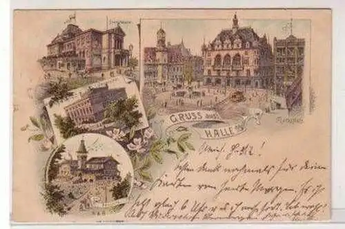 47540 Ak Lithographie Gruß aus Halle an der Saale 1897