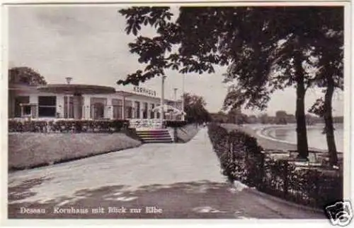 24692 Ak Dessau Kornhaus mit Blick zur Elbe 1936