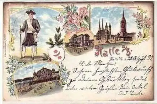 40249 Ak Lithographie Gruß aus Halle an der Saale 1897