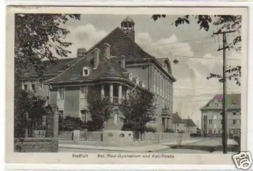 31985 Ak Staßfurt Real Gymnasium und Kalistraße 1929