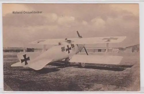 98491 Ak Roland Doppeldecker Flugzeug im 1. Weltkrieg um 1915