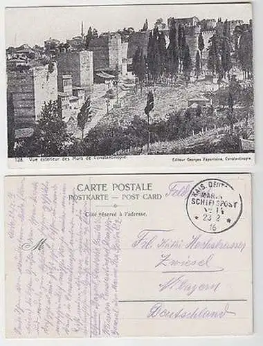 66199 Ak mit Feldpoststempel Türkei MSP Nr.14 SMS General 1916