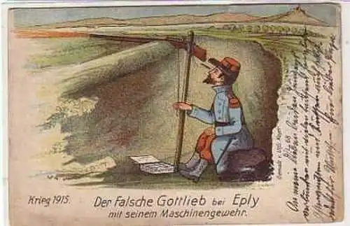 38258 Feldpost Ak Der falsche Gottlieb bei Ebly 1915