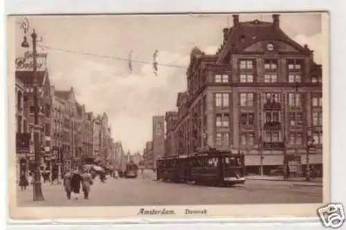 30998 Ak Amsterdam Damrak mit Straßenbahn 1935