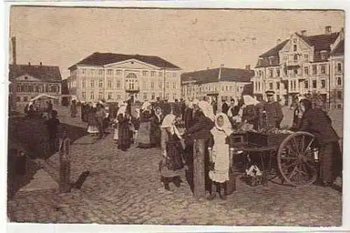 28016 Feldpost Ak Mitau Marktplatz mit Hotel 1917