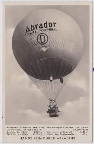 83360 Reklame Ak Fesselballon Abrador Luhns Wuppertal um 1940