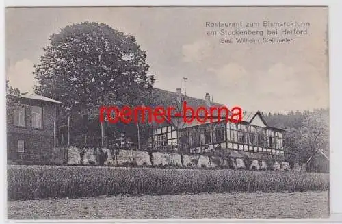 83524 Ak Restaurant zum Bismarckturm am Stuckenberg bei Herford 1925