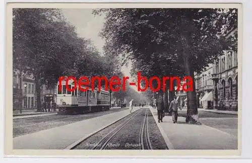 82232 Ak Krefeld / Rhein Ostwall mit Straßenbahn 1939